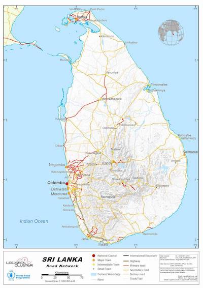 Карта дорог Шри-Ланки